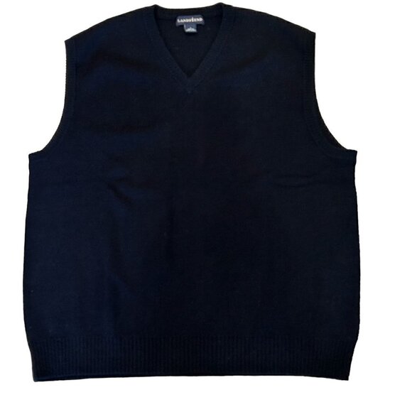 VTG 90's Lands End Sweater Vest Men's Size L Black Pullover - Golf Style #P1492 - Picture 9 of 9